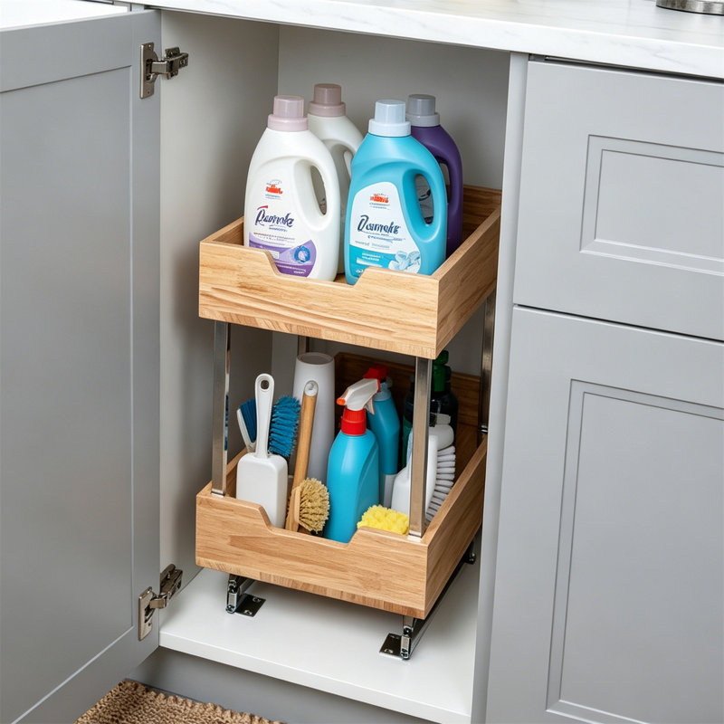 Armoire de rangement coulissante en bois Essential