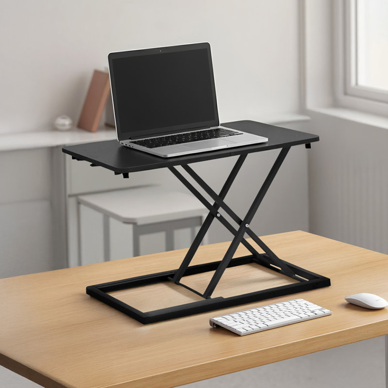 Adjustable Metal Base Computer Desk, Black