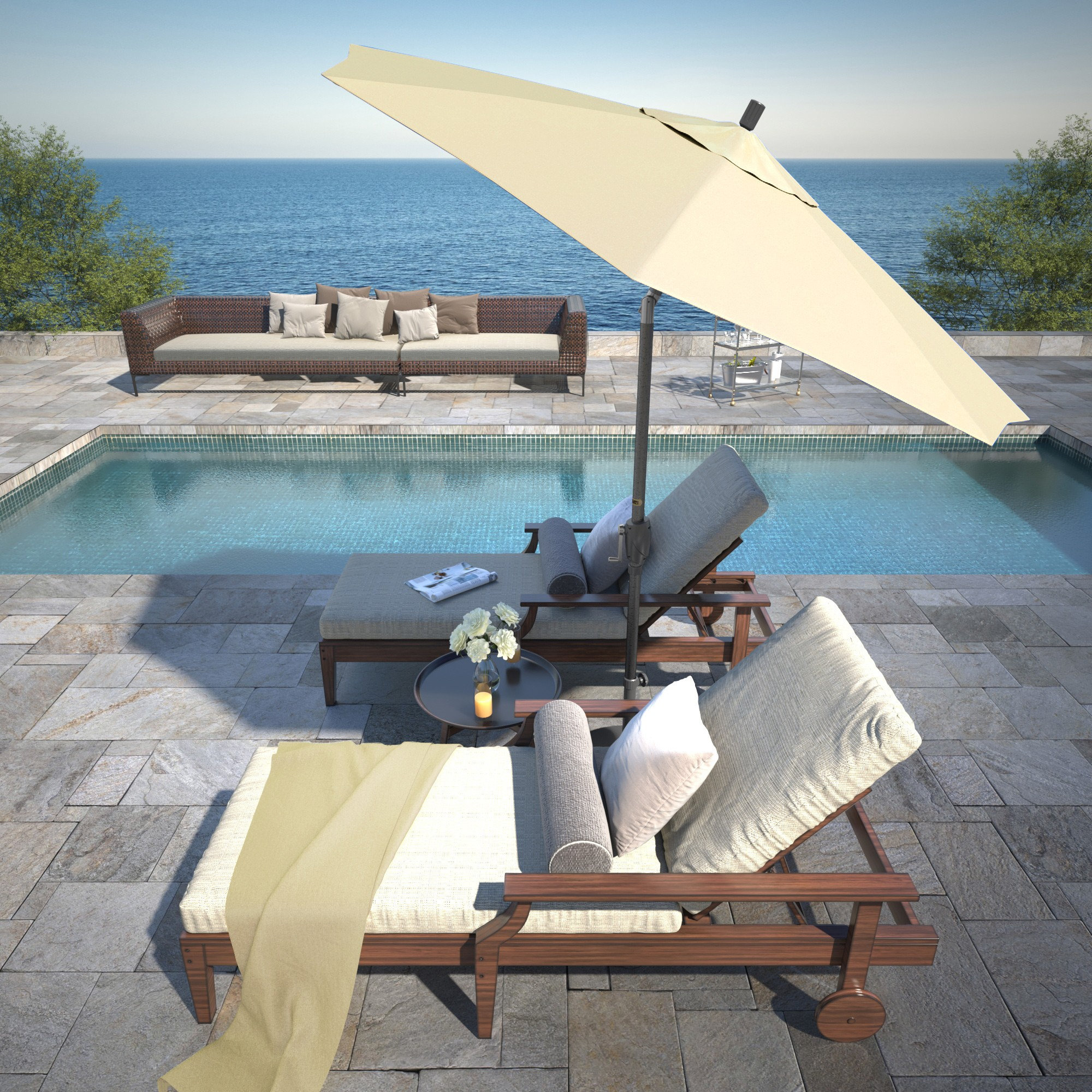 Lexia 90'' Sunbrella® Outdoor Umbrella, Antique Beige Sunbrella® Canvas