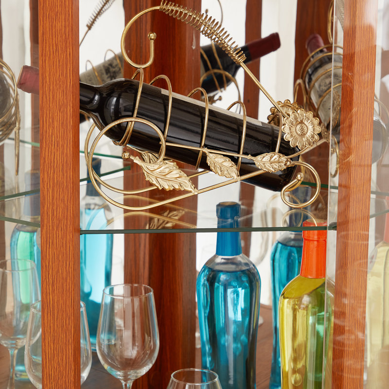 Vitrine de coin lumineuse en verre pour le salon, idéale pour la collection antique, le rangement du vin et la présentation d'objets précieux