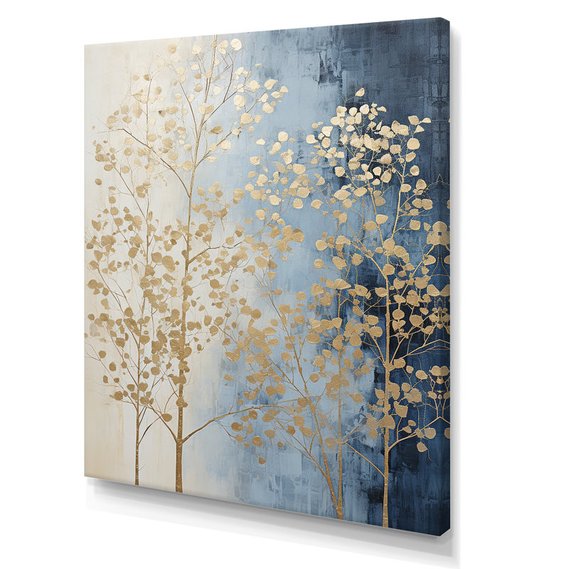 Minimalisme harmonie des arbres beiges et bleus, impression sur toile, Toile tendue, H 20 po x l 12 po x P 1 po