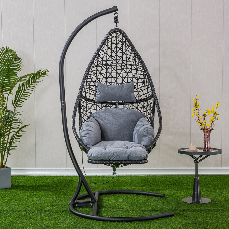 Cidney 1 Person Egg Chair with Stand, Gray