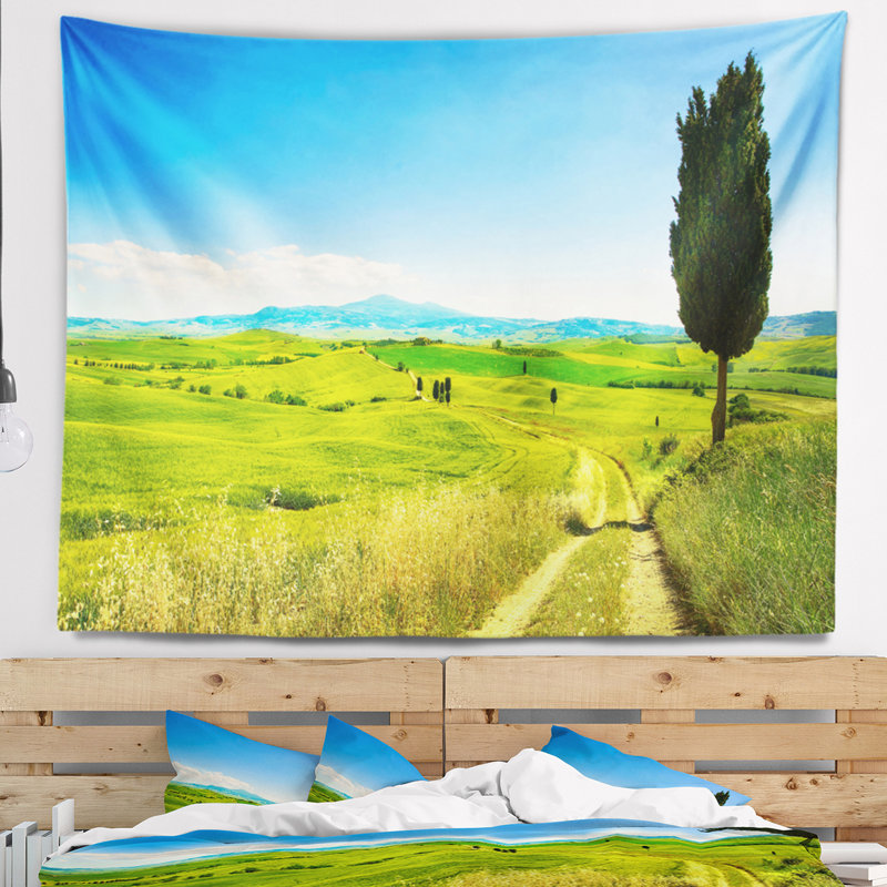 Paysage, paysage, campagne, tapisserie, H 50 po x l 60 po
