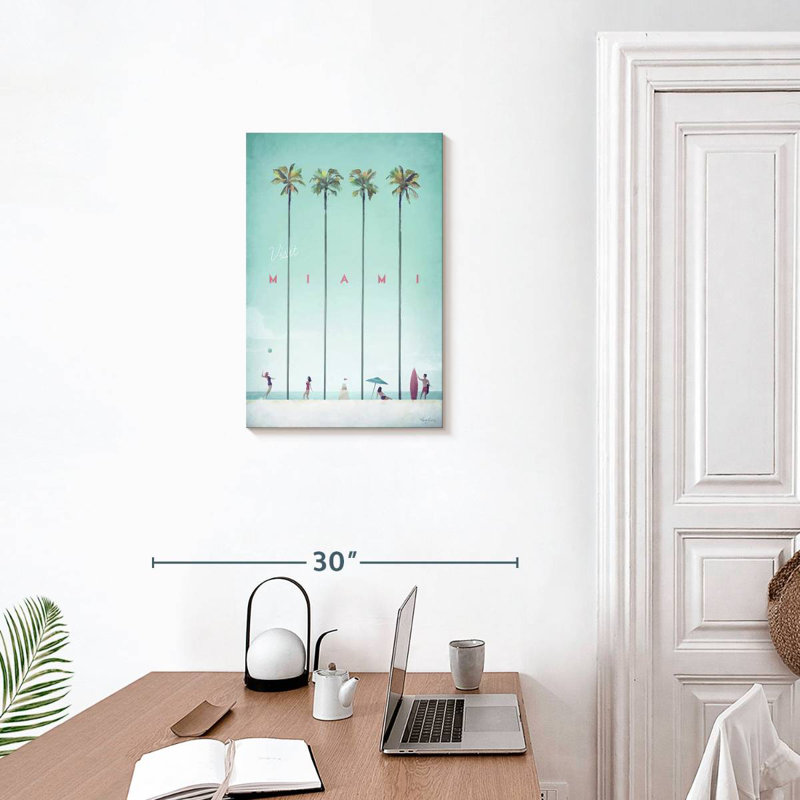Affiche de voyage rétro Aime visit Miami, H 24 po x l 16 po