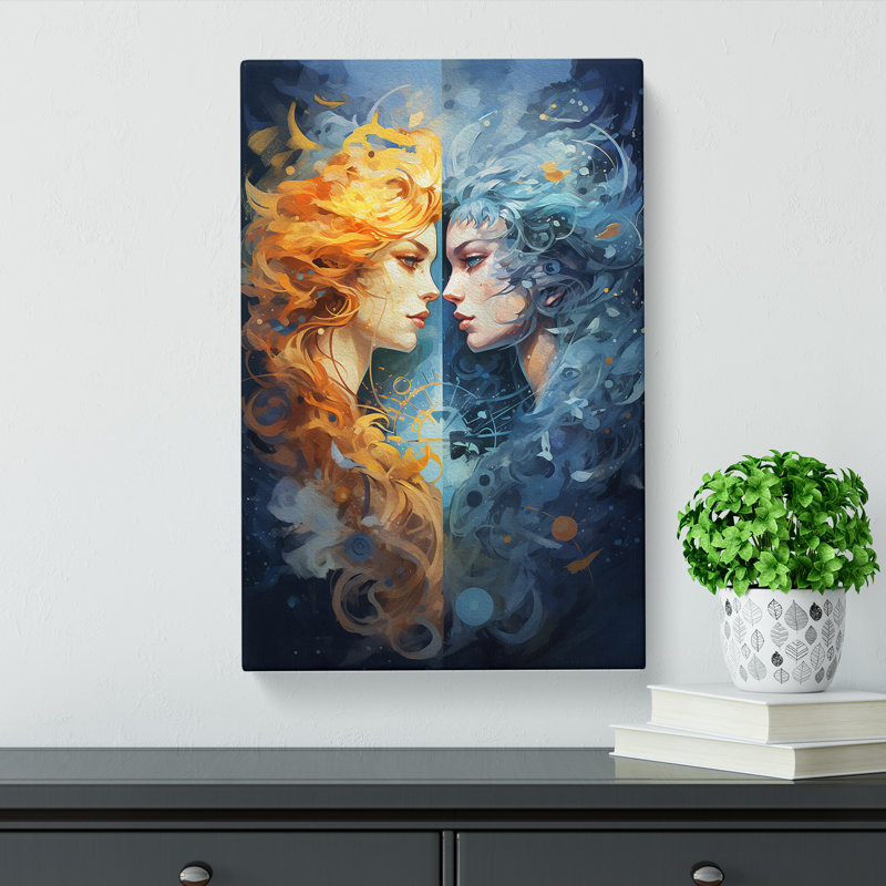 Gemini Zodiac Impressionism - Print, 60cm H x 40cm W x 3cm D