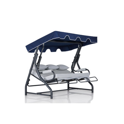 Balancelle triple Modern Garden, 79 po x 63 po x 43 po | Structure 100% métal, tissu 100% polyester avec 18 mousses en mousse | Facile à nettoyer, coussin amovible, supporte jusqu'à 529 lb - parfait pour la détente en plein air
