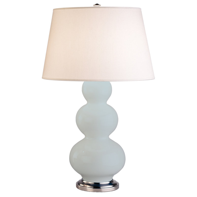 Triple Gourd Table Lamp, Baby Blue/Antique Silver