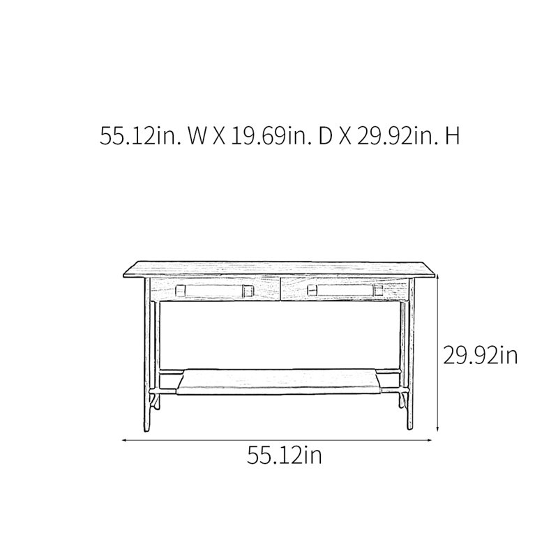 Console Retro Minimalist, H 29,92 po x l 55,12 po x P 19,69 po, Brun