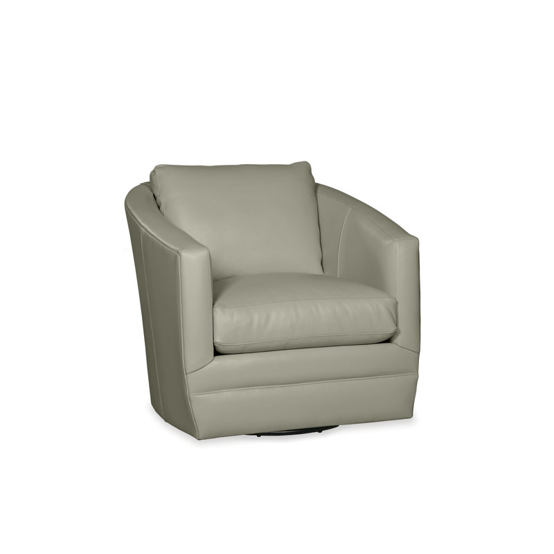 Swivel Barrel Chair, Gray Genuine Leather