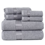 6PC Towel Set - Cotton Bathroom Accessories with 2 Bath Towels, 2 Hand Towels, and 2 Washcloths - Machine Washable Towels by Lavish Home