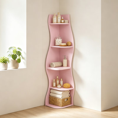Étagère d'angle à 5 niveaux en forme de S, présentoir incurvé moderne autoportant, support de plante d'angle peu encombrant pour salon, chambre à coucher, salle de bain, bureau à domicile
