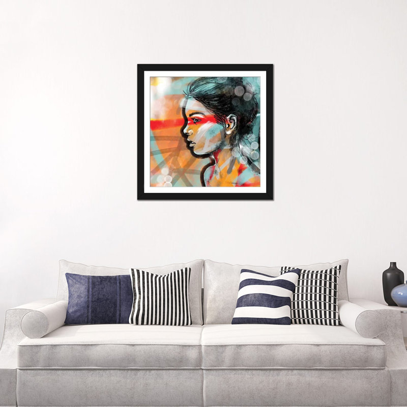 « nouvelle-piquement », reproduction sur toile, Papier d'art encadré noir, H 24 po x l 24 po x P 1 po, Blanc