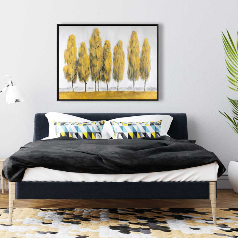 Abstract Yellow Trees - Framed Canvas Home Decor Landscape