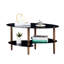 Table basse moderne ovale avec verre trempé, pied en bois de chêne stable, pour table de salon, base avec pieds en verre-216523999