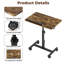 Adjustable Overbed Laptop Side Table with Dual Independent Tilting Tops and Lockable 360° Swivel Casters 