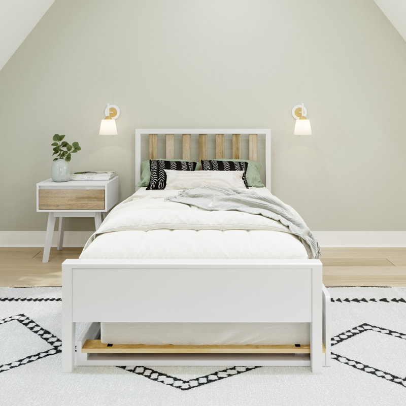 Brubaker Solid Wood Panel Bed, Simple, Blanc