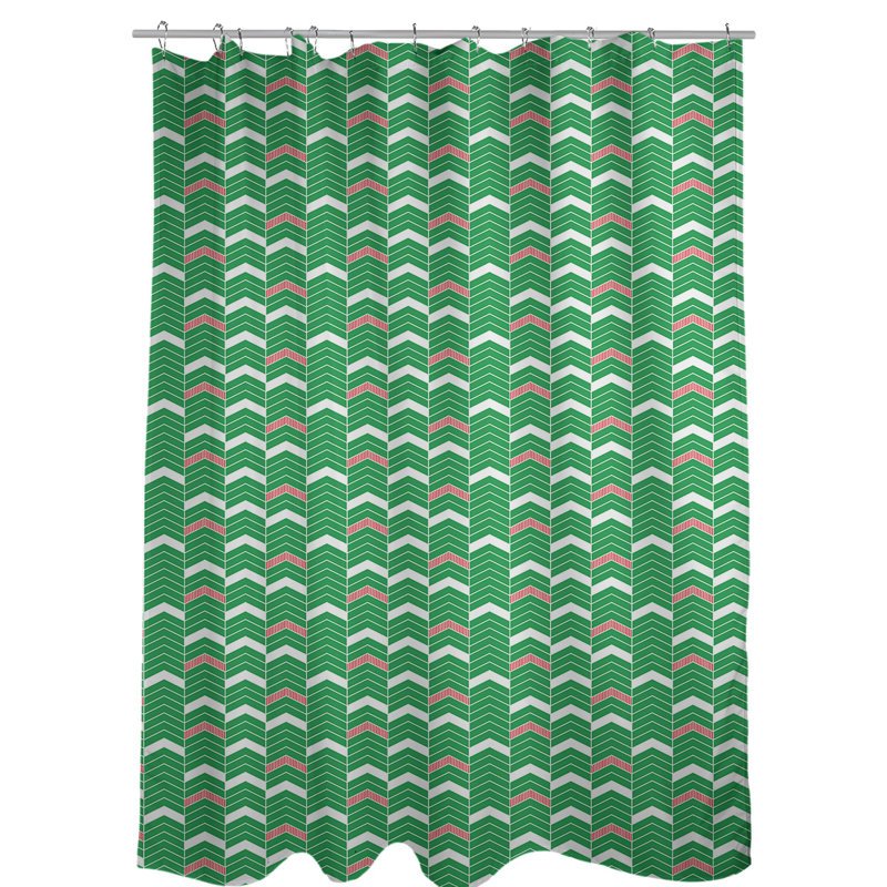 Chevron Shower Curtain, Green, Yes