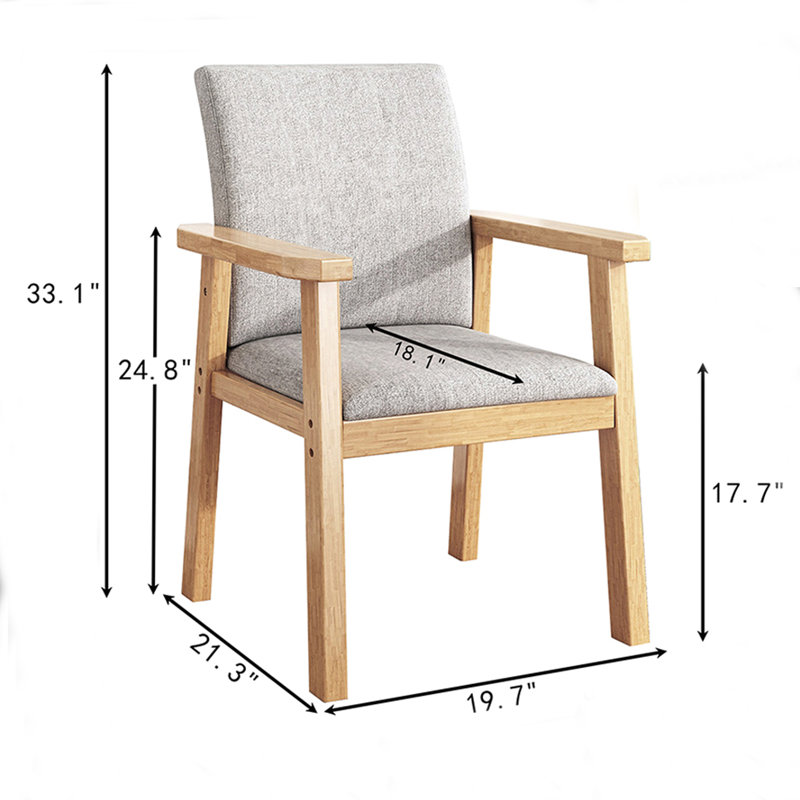 Upholstered Solid Wood Dining Chair Accent Chair Classic Armchair Reading Chair, 2