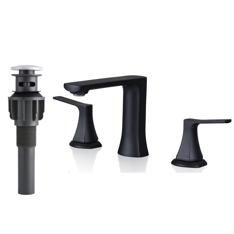 2-handle Bathroom Faucet with Drain Assembly, Matt Black