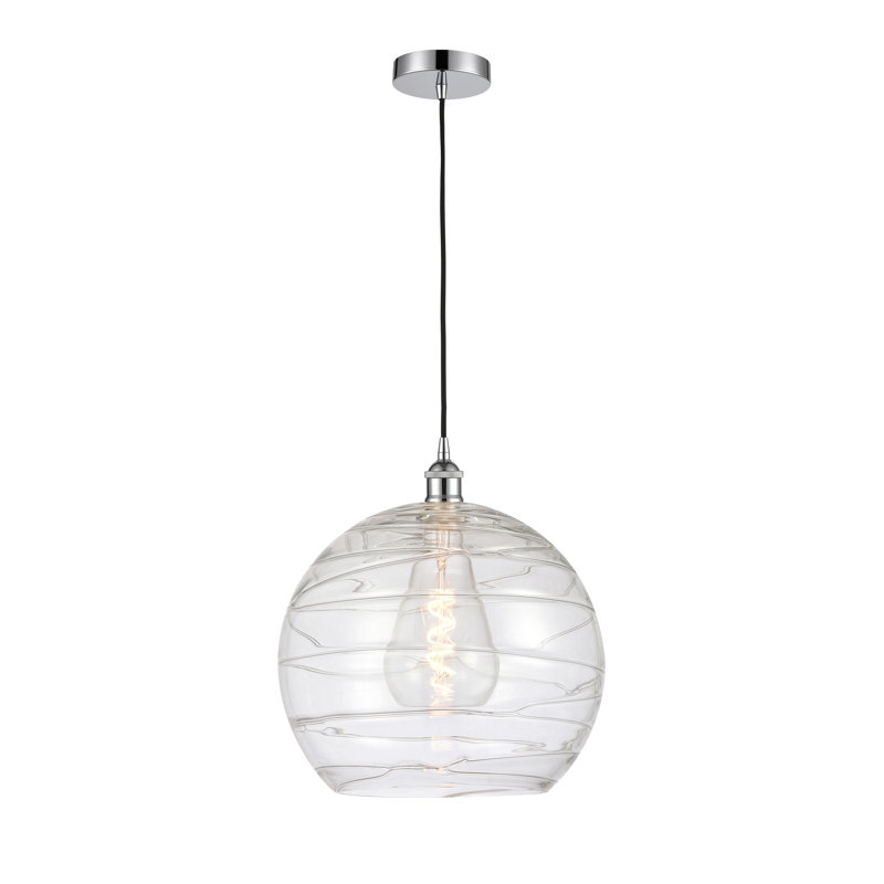 1 - Light Single Globle Pendant, 15.88" H x 13" W x 13" D, Polished Chrome, Clear