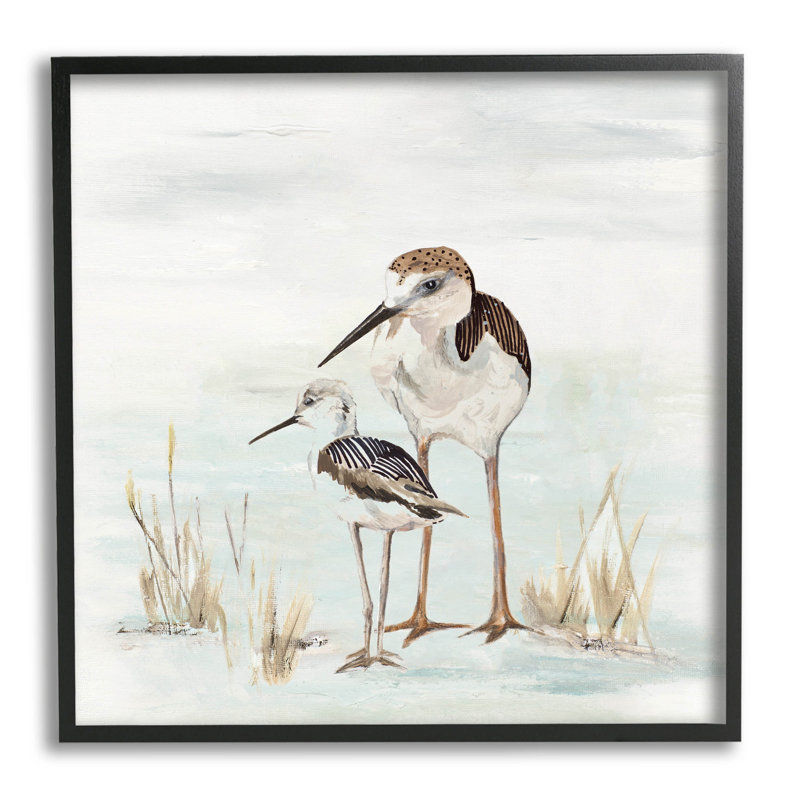 «Sandpipers Duo Coastal Beach Bird», estampe numérique par Patricia Pinto, Giclée encadrée noir minuit