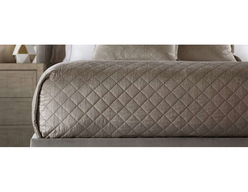 Chloe Champagne Velvet Diamond Quilted Queen Coverlet