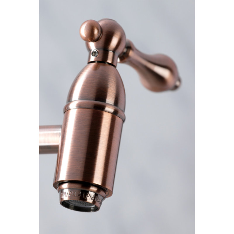 Kingston Brass Restoration Two-Handle 1-Hole Wall Mount Pot Filler Faucet, Antique Copper