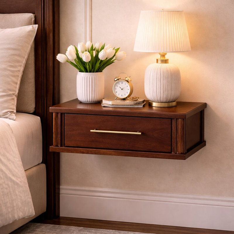 Wall-mounted Bedside With Brass Handle
