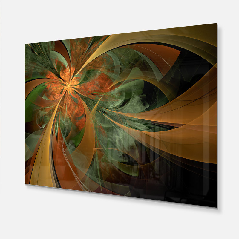 «Symmetric Orange Digital Fractal Flower», impression sur toile tendue, H 30 po x l 40 po, Métal