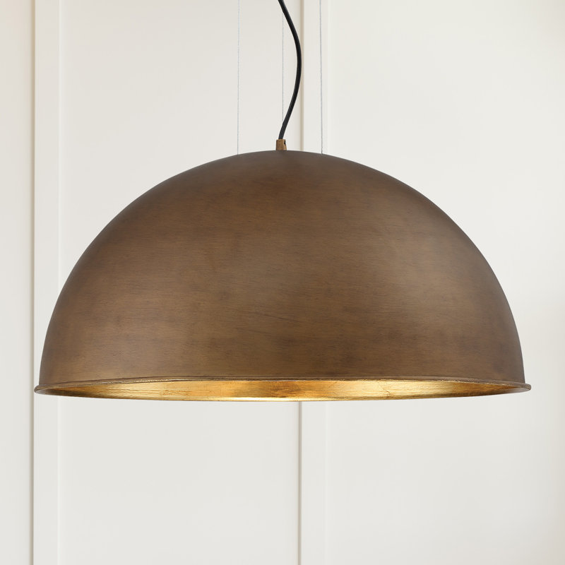 Jaime 3-Light Single Dome Pendant in Rubbed Bronze/Gold, Rubbed Bronze/Gold