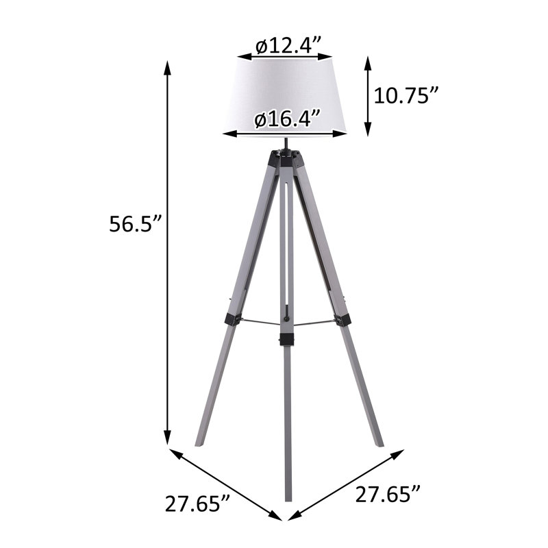 Lampe trépied 56 po gris