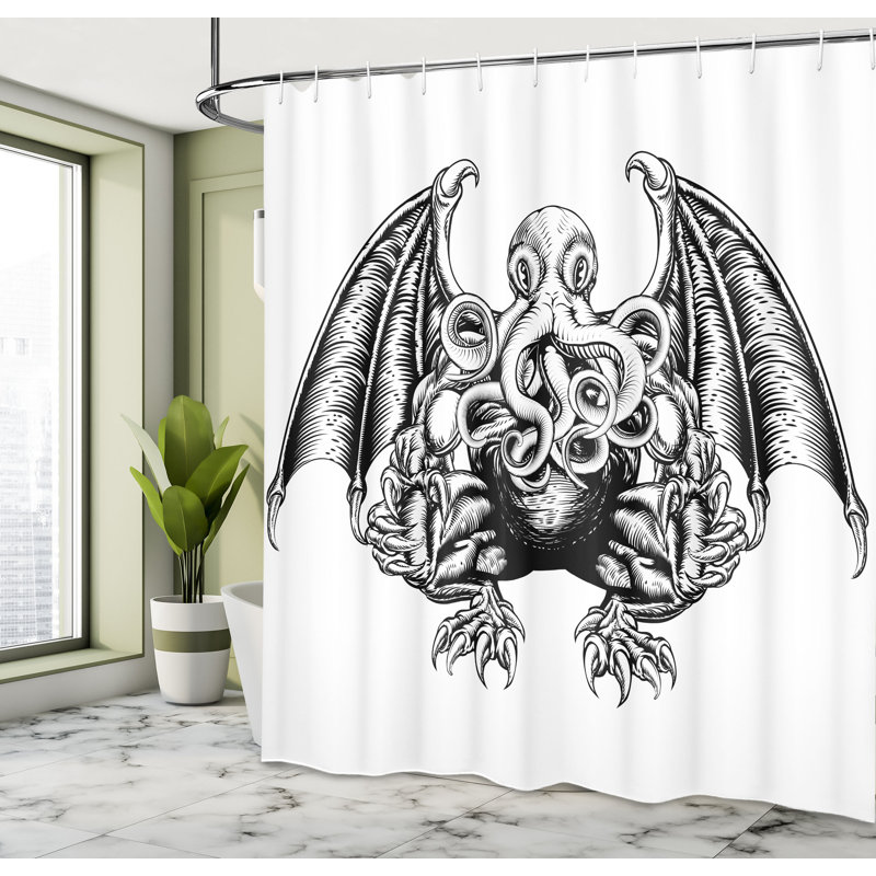 Rideau de douche et crochets avec crochets space cosmique, H 69 po x l 105 po