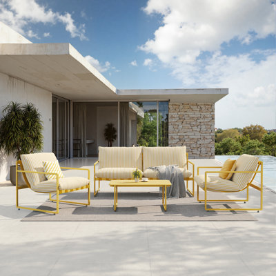 Modular Yellow All-Steel Webbing Sofa Set Of 4-Piece 