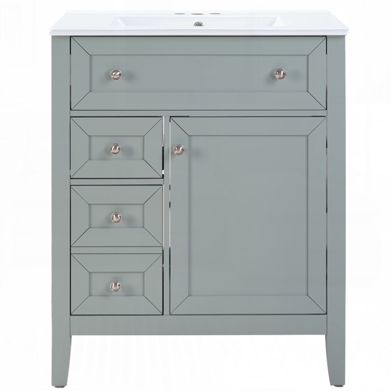 Meuble-lavabo en bois massif avec lavabo sous-comptoir en céramique et tablette de rangement réglable