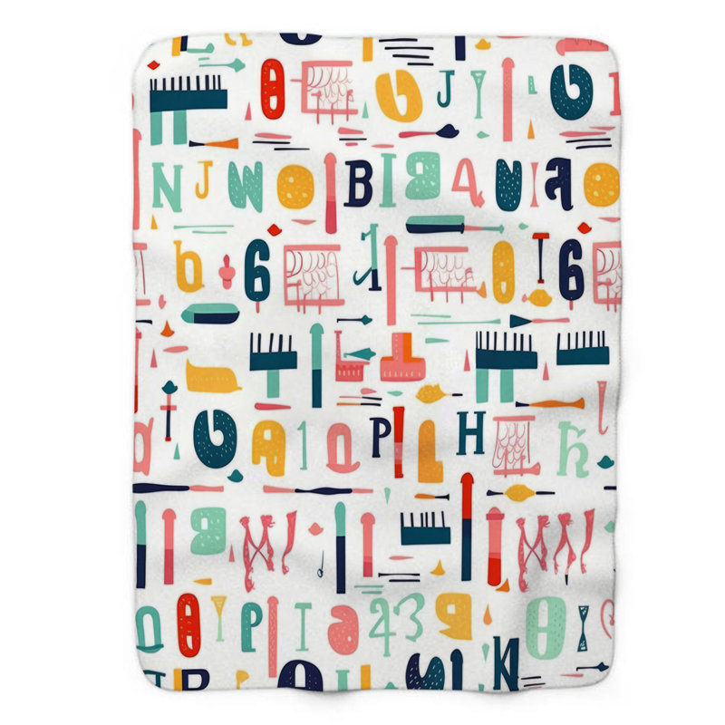 Alphabet Array - couverture sherpa de qualité supérieure 1 pièce, Lit simple