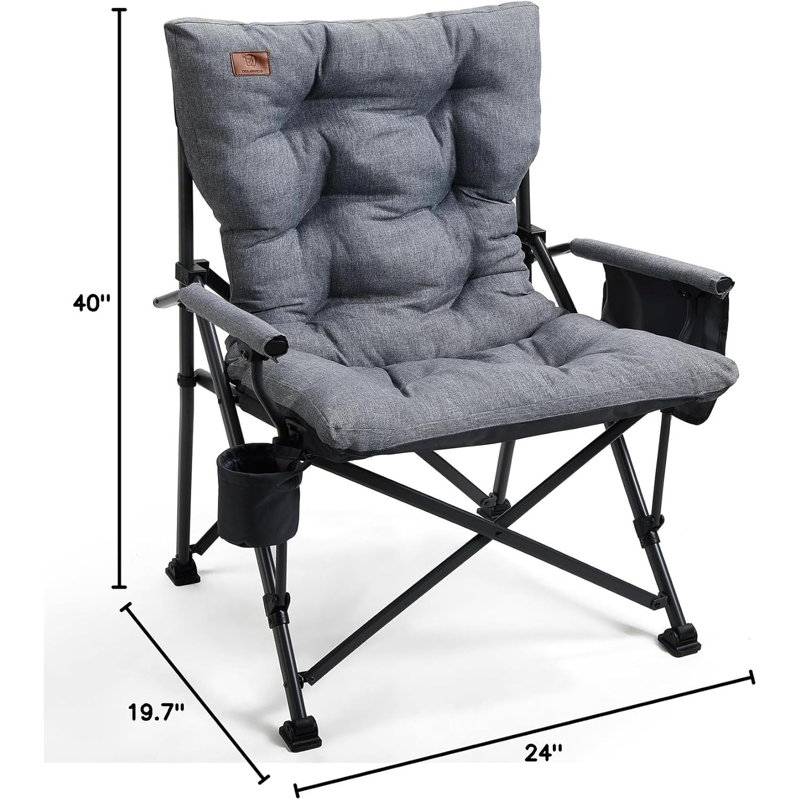 Chaise de camping pliante rembourrée surdimensionnée pour adultes
