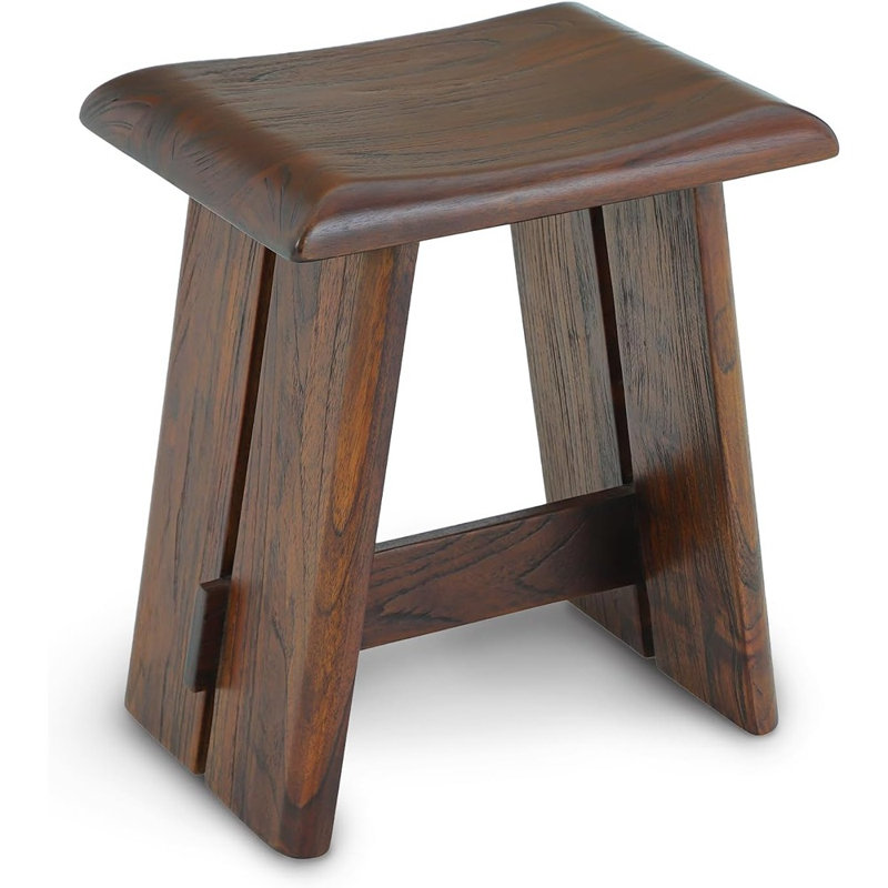 Siège de douche en teck, tabouret de bain courbé en bois avec pieds renforcés, brun foncé