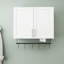 Armoire murale blanche pour salle de bain avec tablette réglable, barre à serviettes, 5 crochets - panneau de particules de 15 mm, pour l'organisation de la cuisine, rangement au-dessus de la toilette 31,68 x 11,79 x 30 po, armoire, blanc, crochets, tableau,