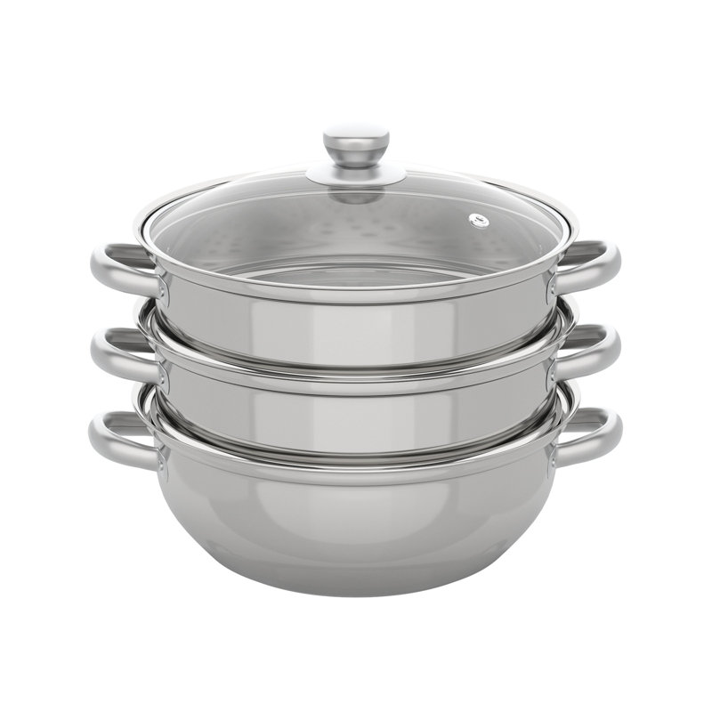 3 Layer Stainless Steel Food Steamer Pot with Lid