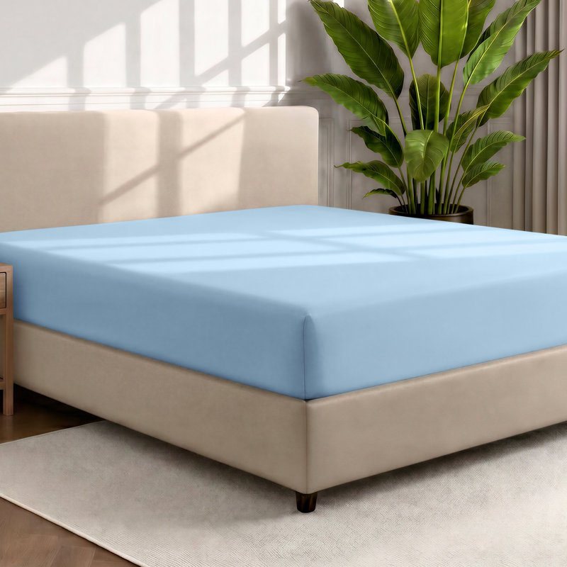 Microfiber Fitted Sheet, Twin Fitted Sheet, Light Blue