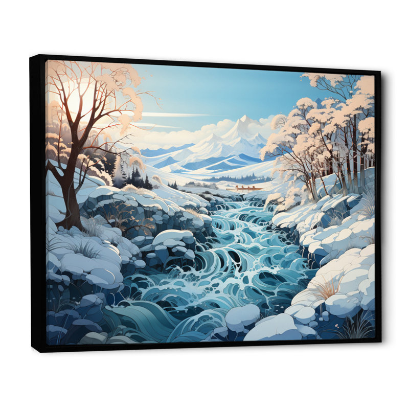 Bhojaram " Glacier Glacial Winter Symphony III ", 12" H x 20" W, Cadre flottant noir