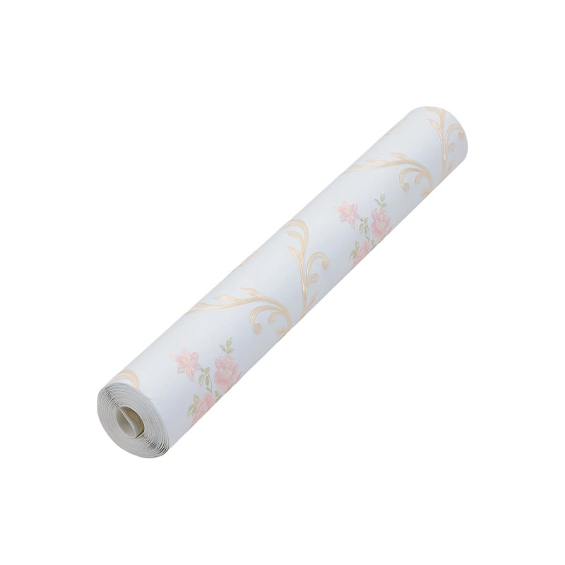 Non-Pasted Non-Woven 3D Embossed Wallpaper Roll, Pink/White