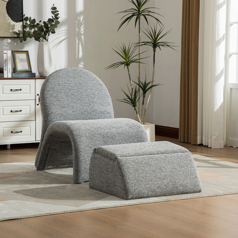 Fauteuil rembourré moderne avec repose-pieds en chenille
