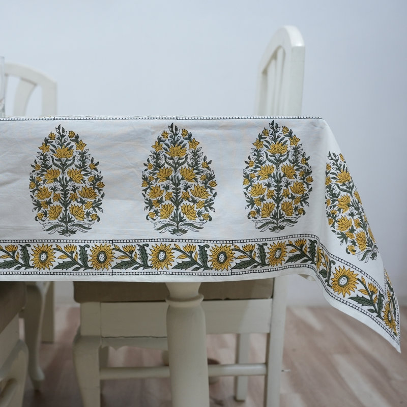 Housse de table Classic Garden - Style intemporel pour les repas quotidiens, Madhav, gris foncé, L 60 po x L 90 po