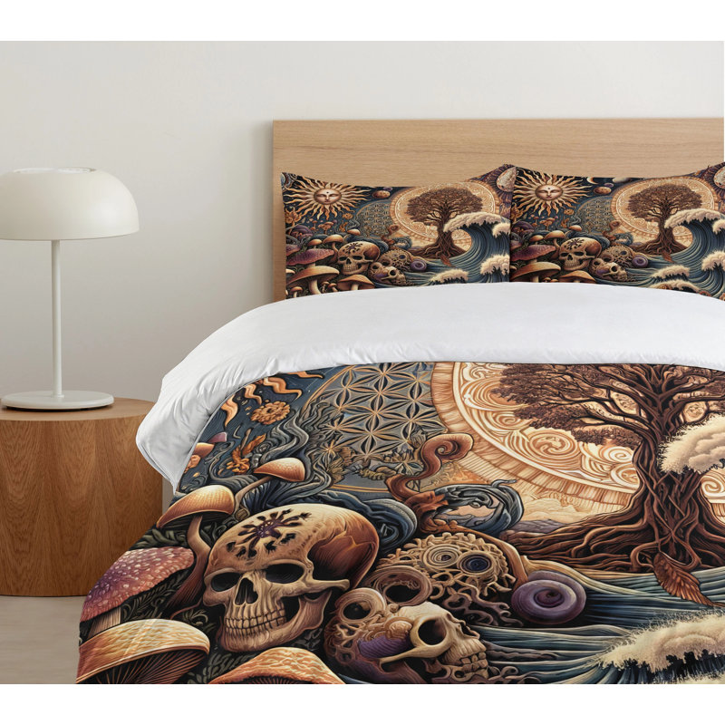 Earthy Boho Duvet Cover, Queen Duvet Cover + 2 Standard Shams