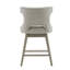 Tabouret de comptoir pivotant de 25,75 po de couleur grise, assise rembourrée, pieds en bois massif, sans retour automatique, garniture cloutée argentée, tabouret à 360 degrés en métal robuste, hauteur, bois gris, tissu-898971625
