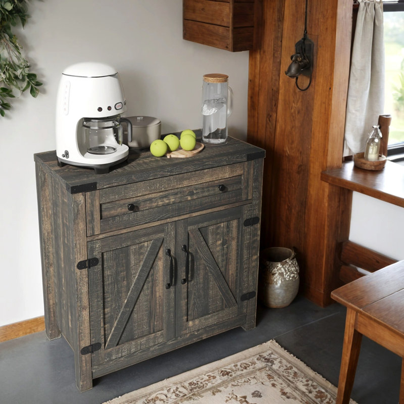 Armoire d'appoint à porte de grange moderne Modern Farmhouse, 30 po, pin noir
