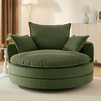Fauteuil demi-tonneau pivotant à 360 ° de 57,5 po avec coussin double couche et 3 coussins amovibles