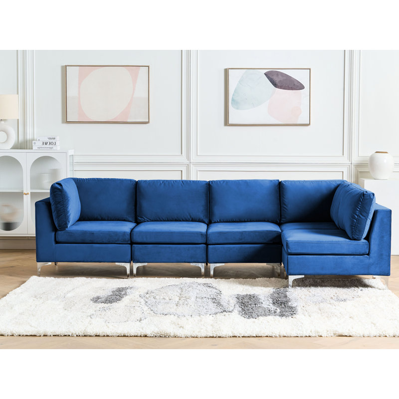 Millings 5 Seater Velvet Corner Sofa , Left Hand Facing, Blue