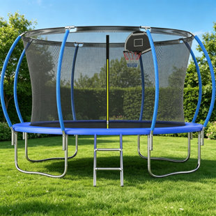 SENCHO GINSYTALIOR 12FT Outdoor Trampoline for Kids and Adults,800LBS Weight Capacity, with Basketball Hoop, Safety Enclosure, ASTM Approved